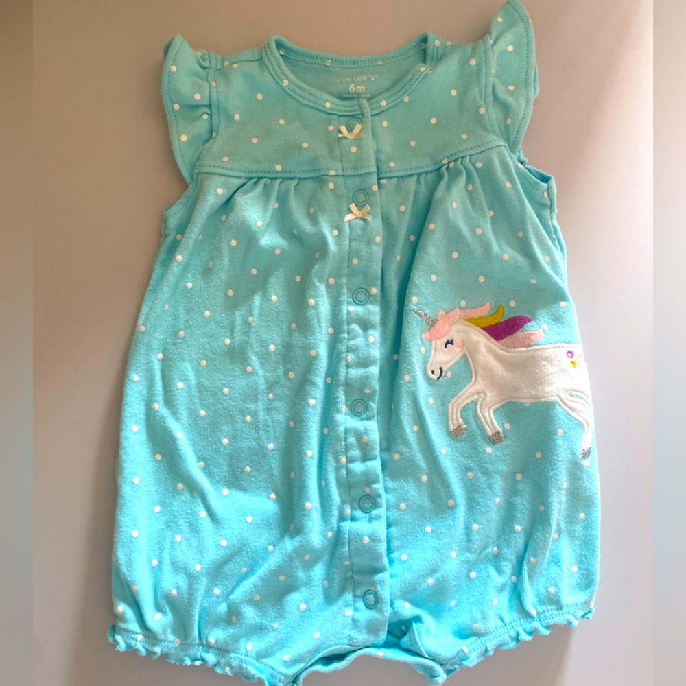 5 for $25 ⭐️ Unicorn 🦄 & Polka Dot Bubble Romper for Baby Girl Sizes 3-6 Months